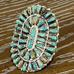 Navajo Turquoise Cluster Ring Sterling Silver